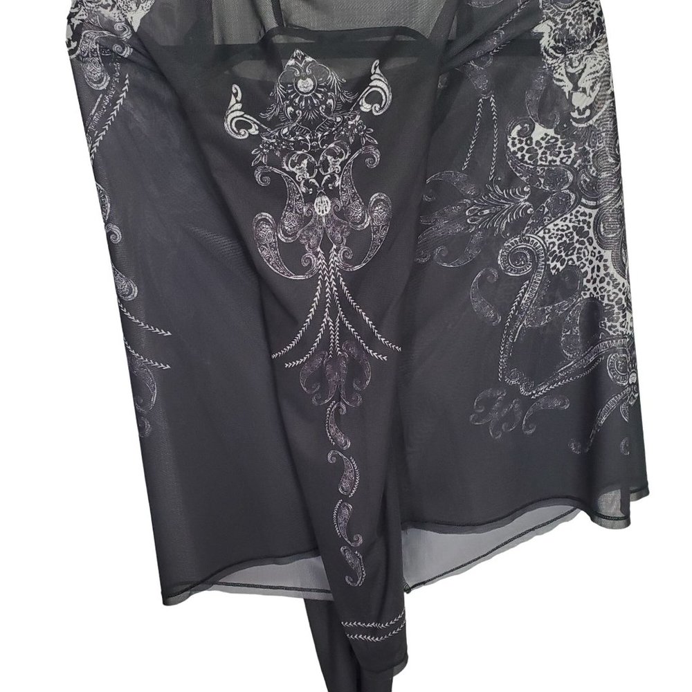 Rock & Republic Size XL Shirt Sheer Mesh Cheetah Head Print Long Sleeve Pullover - Picture 9 of 9